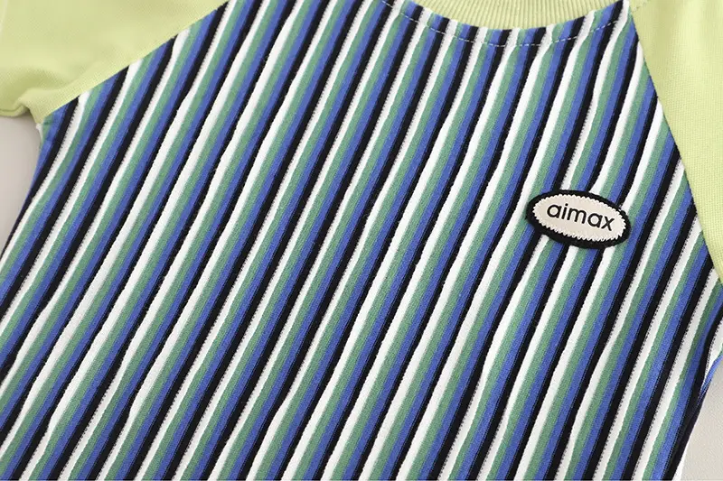 Kids Striped T-Shirt Set Blue White Shorts Set — feature 8