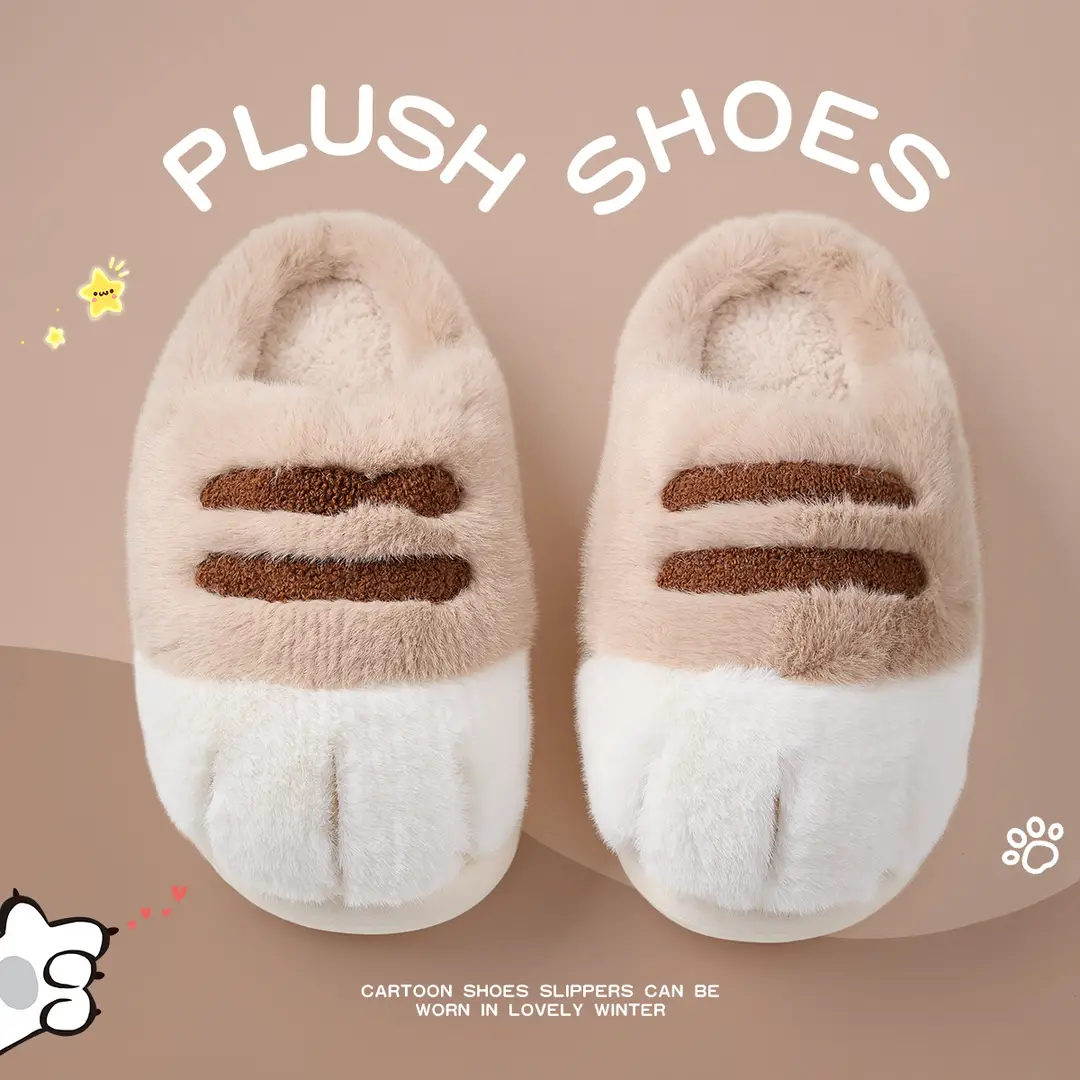 Wholesale autumn and winter cute cat's claw cotton shoes fleece-lined thickened cute couples outdoor wear home indoor cotton slippers