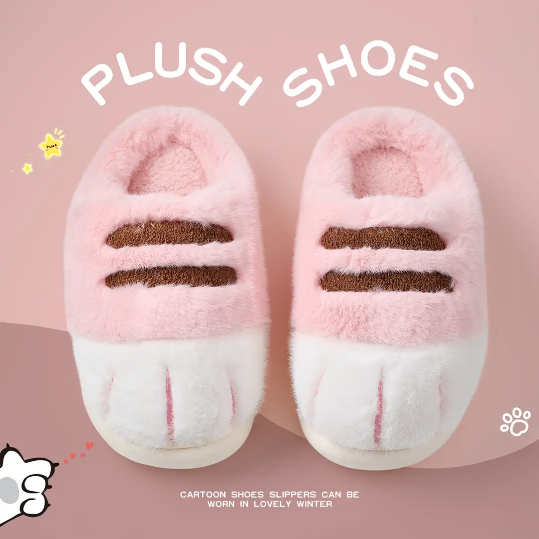 Wholesale autumn and winter cute cat's claw cotton shoes fleece-lined thickened cute couples outdoor wear home indoor cotton slippers