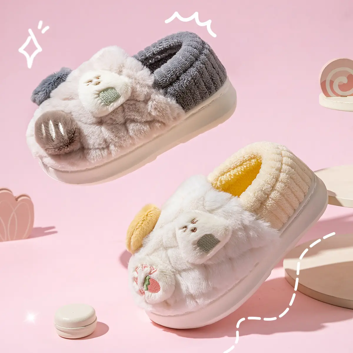 Girls Cartoon Plush Slip-On Shoes for Girls Autumn Winter 2025 - Image 7