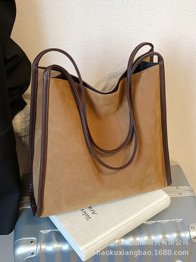 Women's Large Capacity Suede Shoulder Bag Brown