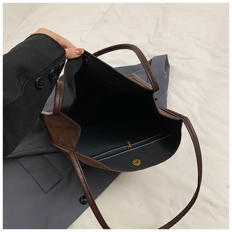 Women's Large Capacity Suede Shoulder Bag Brown — feature 6