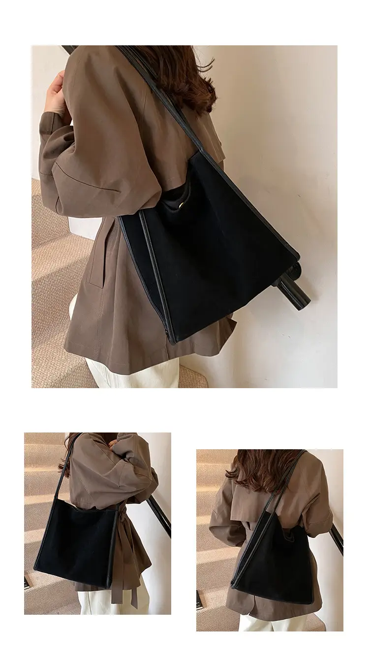 Women's Large Capacity Suede Shoulder Bag Brown — feature 8