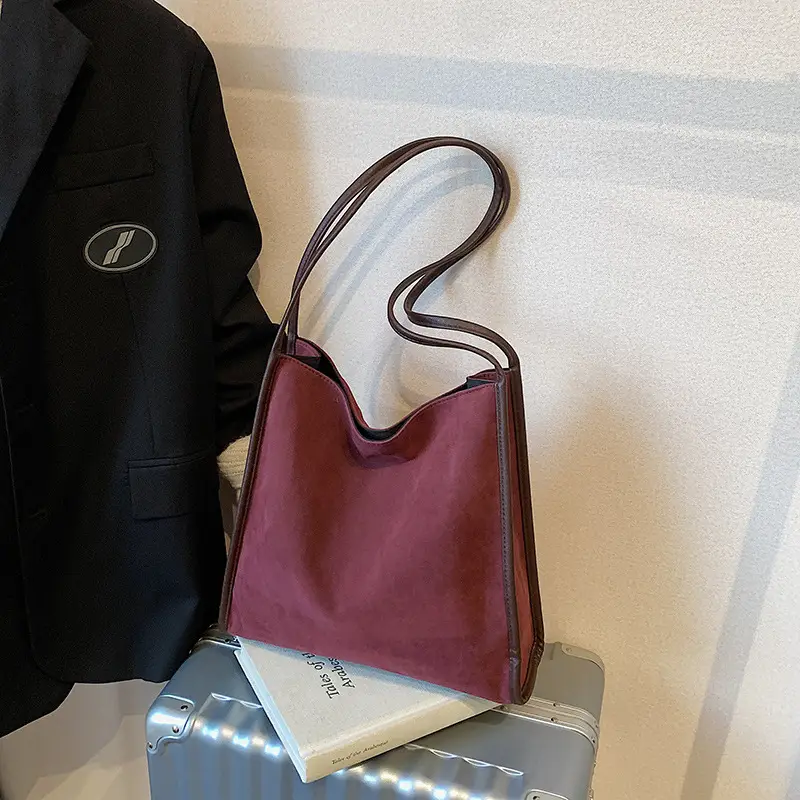 Women's Large Capacity Suede Shoulder Bag Brown