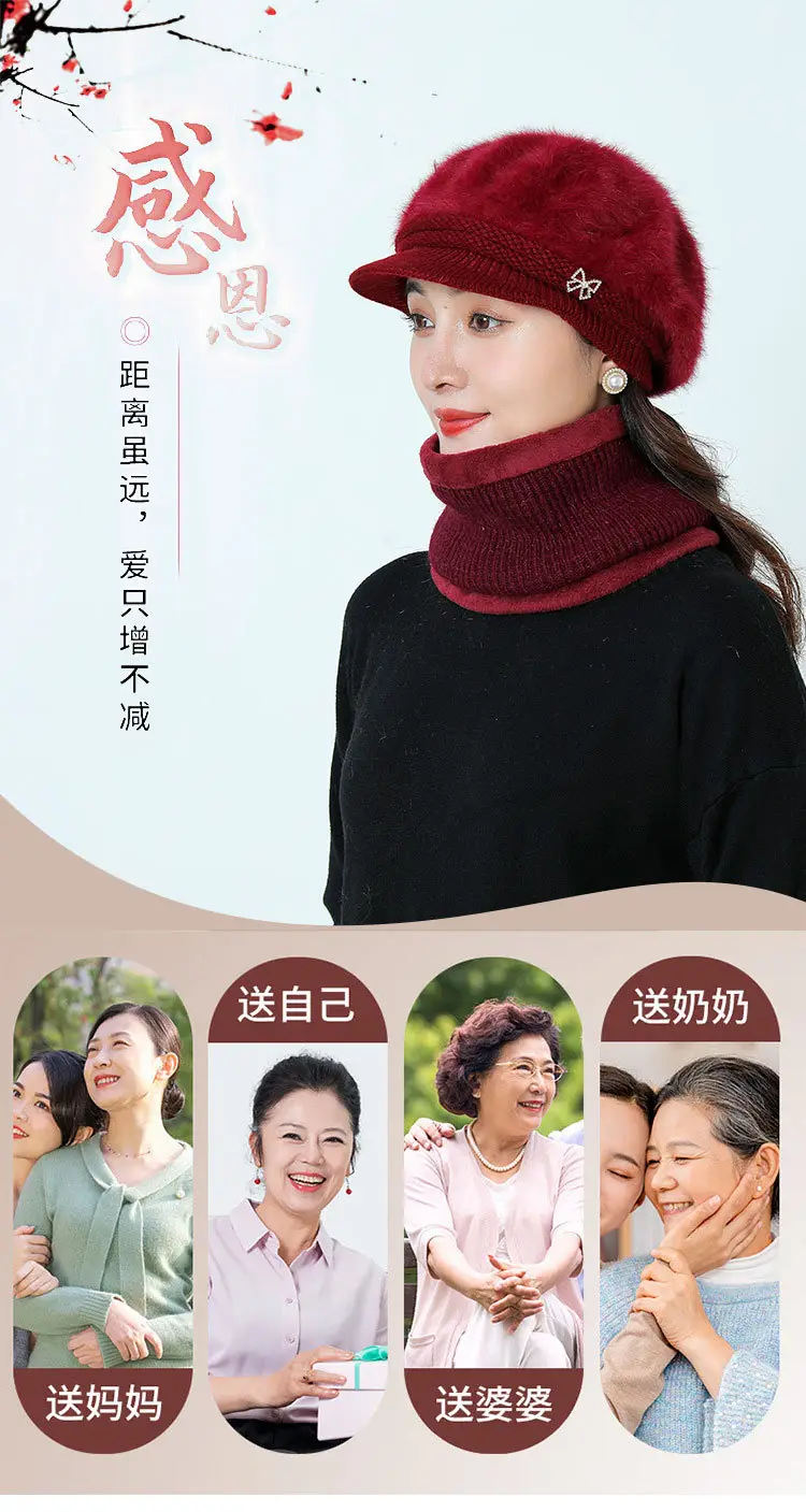 Women's Grey Fleece Winter Cap Hat with Pearl Embellishment — feature 20