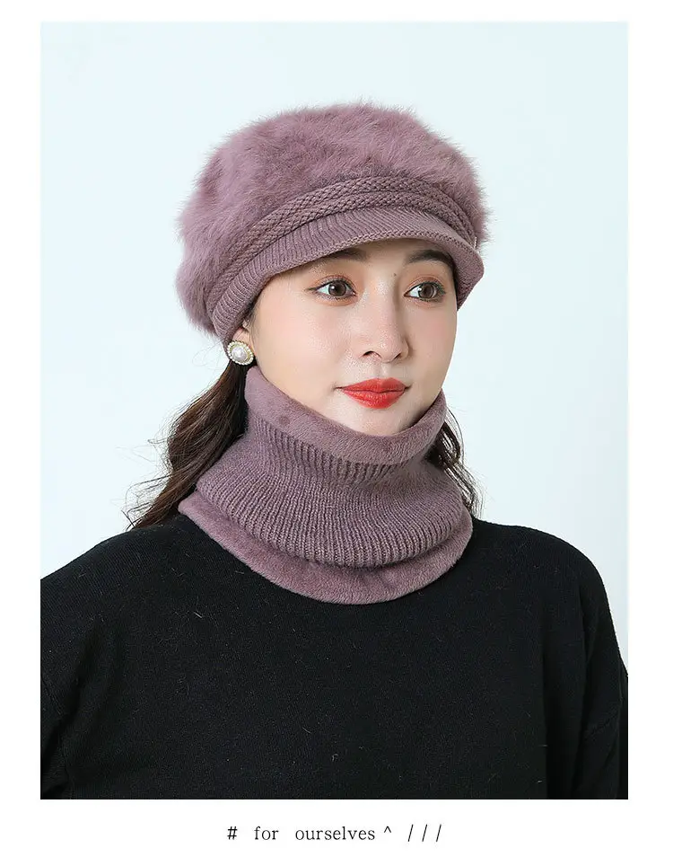 Women's Grey Fleece Winter Cap Hat with Pearl Embellishment — feature 30