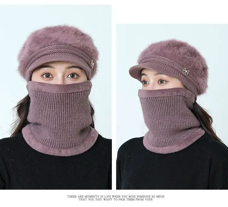 Women's Grey Fleece Winter Cap Hat with Pearl Embellishment — feature 31