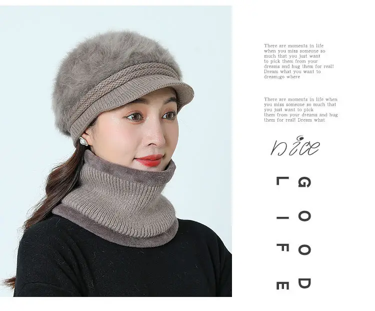 Women's Grey Fleece Winter Cap Hat with Pearl Embellishment — feature 33