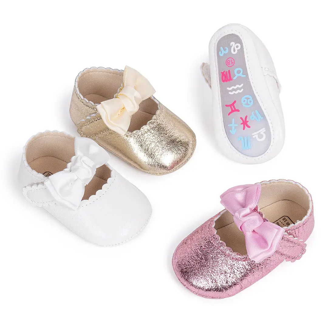 Foreign trade spring and autumn new baby shoes princess shoes bow hook and loop anti-slip rubber soles toddler shoes baby shoes - Image 2
