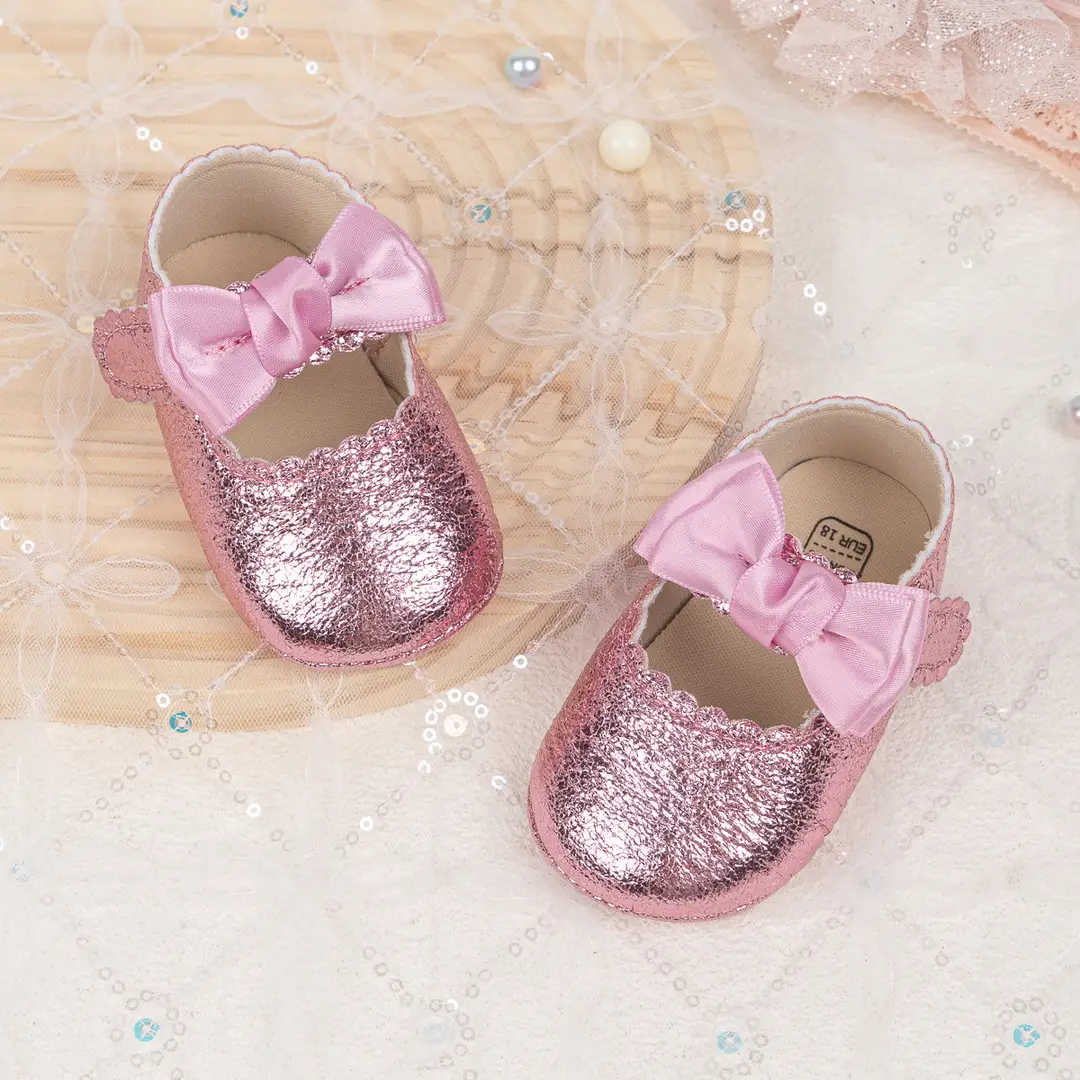 Foreign trade spring and autumn new baby shoes princess shoes bow hook and loop anti-slip rubber soles toddler shoes baby shoes - Image 4