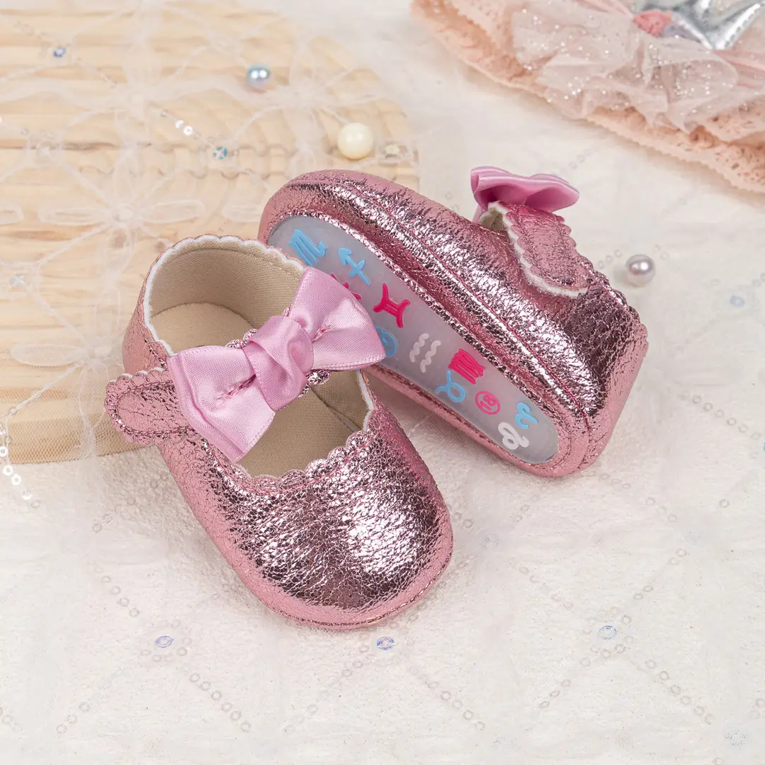 Foreign trade spring and autumn new baby shoes princess shoes bow hook and loop anti-slip rubber soles toddler shoes baby shoes — feature 17