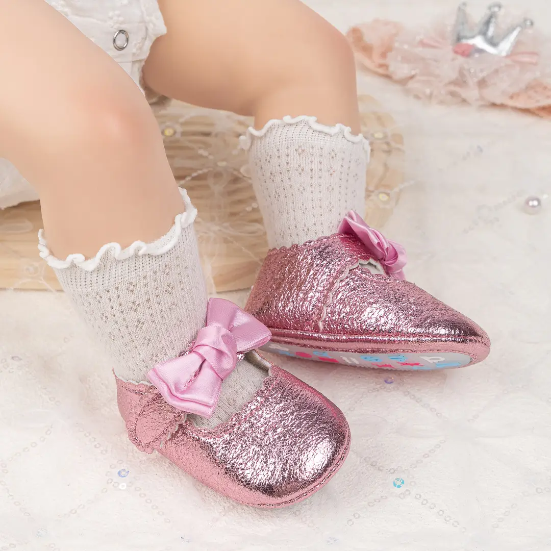 Foreign trade spring and autumn new baby shoes princess shoes bow hook and loop anti-slip rubber soles toddler shoes baby shoes — feature 21