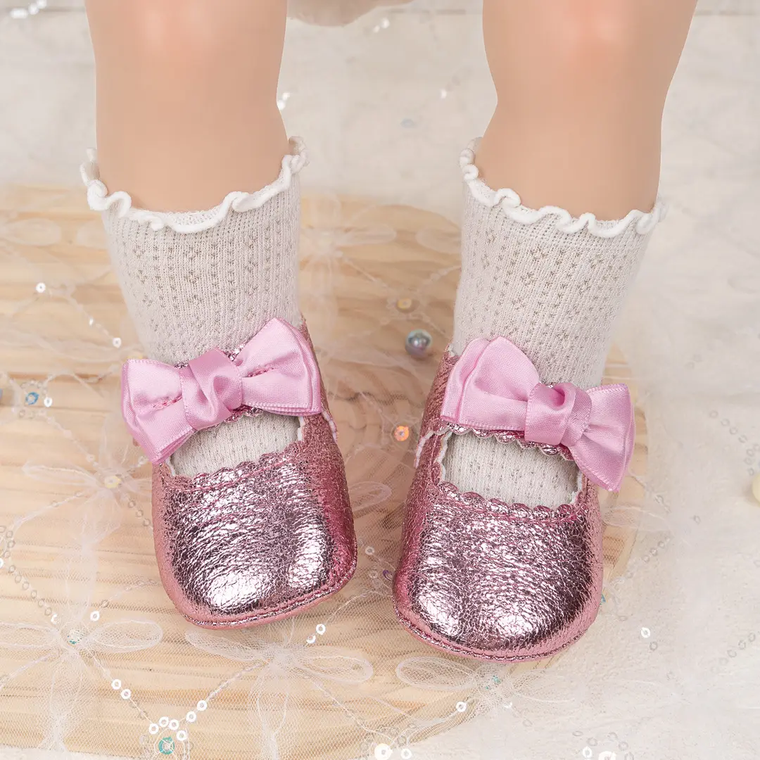 Foreign trade spring and autumn new baby shoes princess shoes bow hook and loop anti-slip rubber soles toddler shoes baby shoes — feature 22