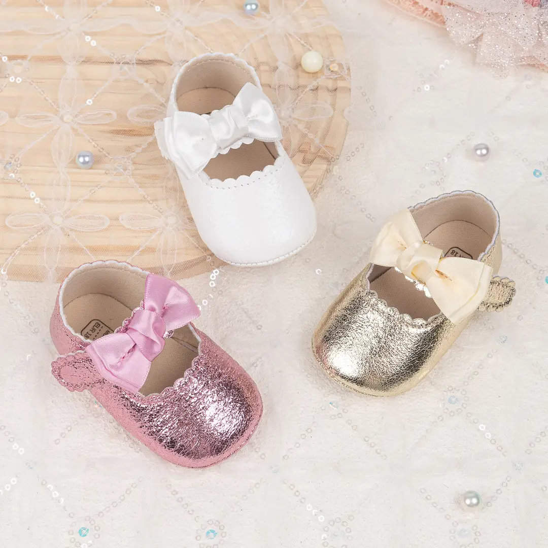 Foreign trade spring and autumn new baby shoes princess shoes bow hook and loop anti-slip rubber soles toddler shoes baby shoes — feature 4