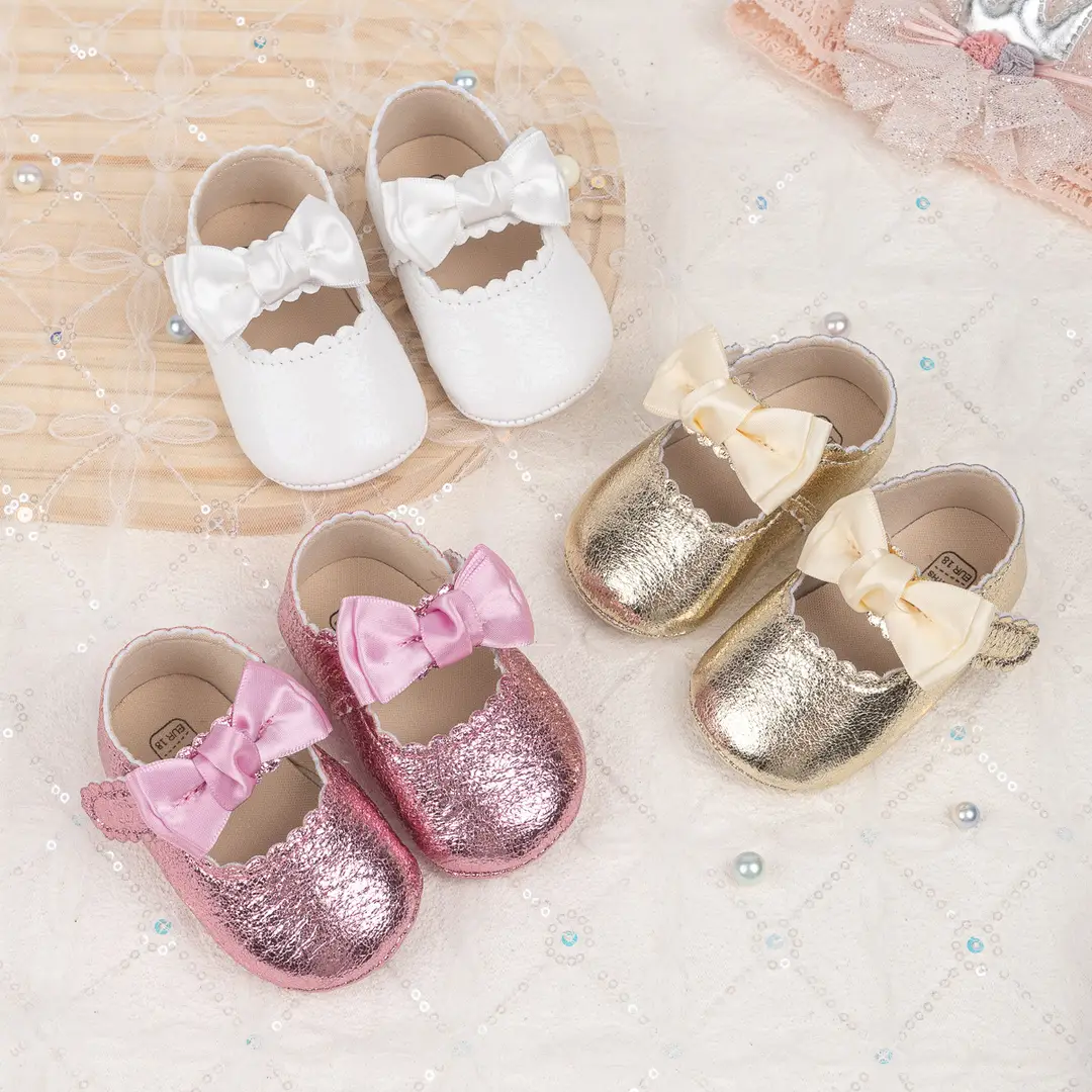 Foreign trade spring and autumn new baby shoes princess shoes bow hook and loop anti-slip rubber soles toddler shoes baby shoes — feature 5