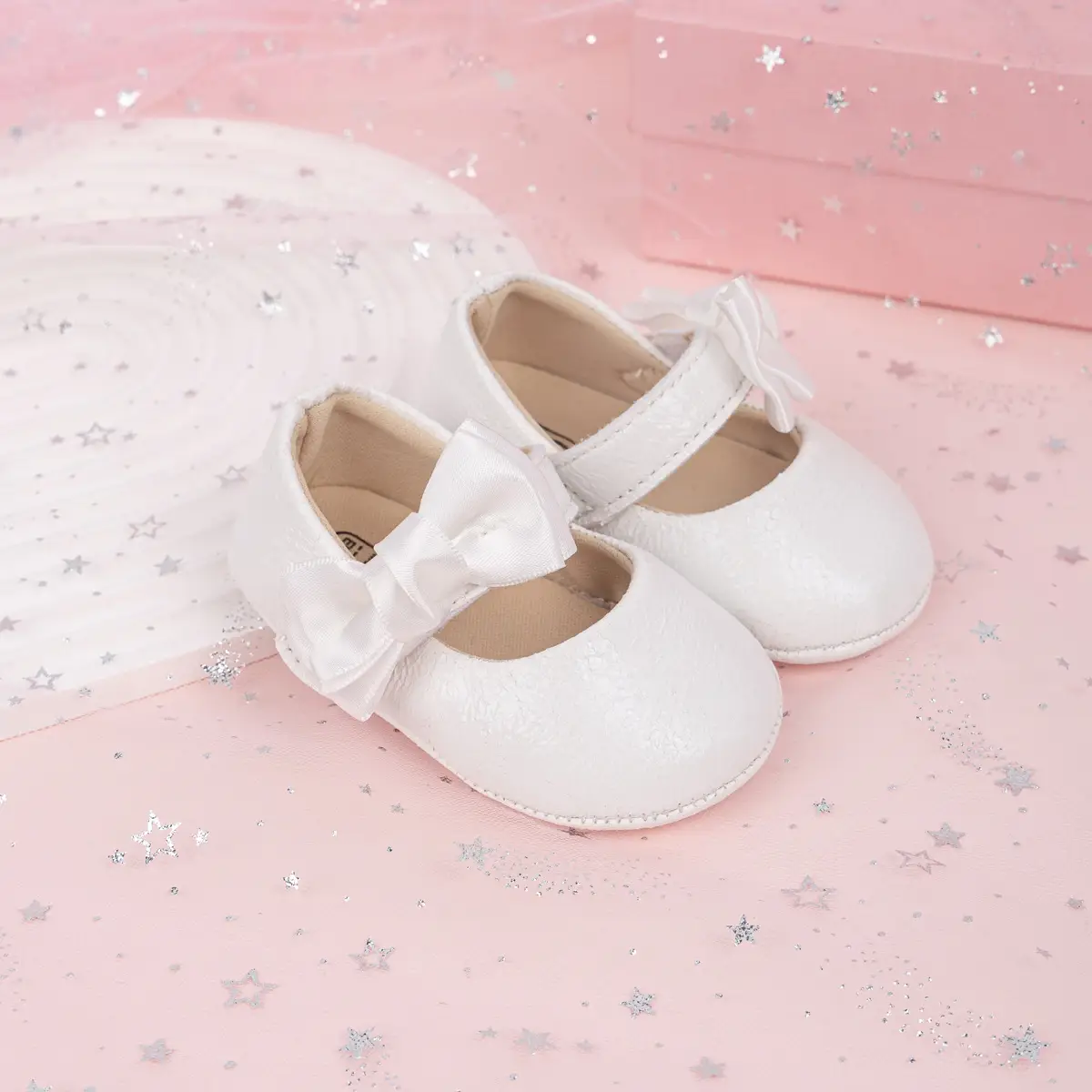 Gold Sparkly Bow Baby Shoes for Toddlers