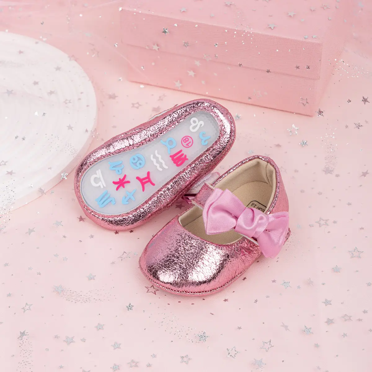 Gold Sparkly Bow Baby Shoes for Toddlers — feature 19