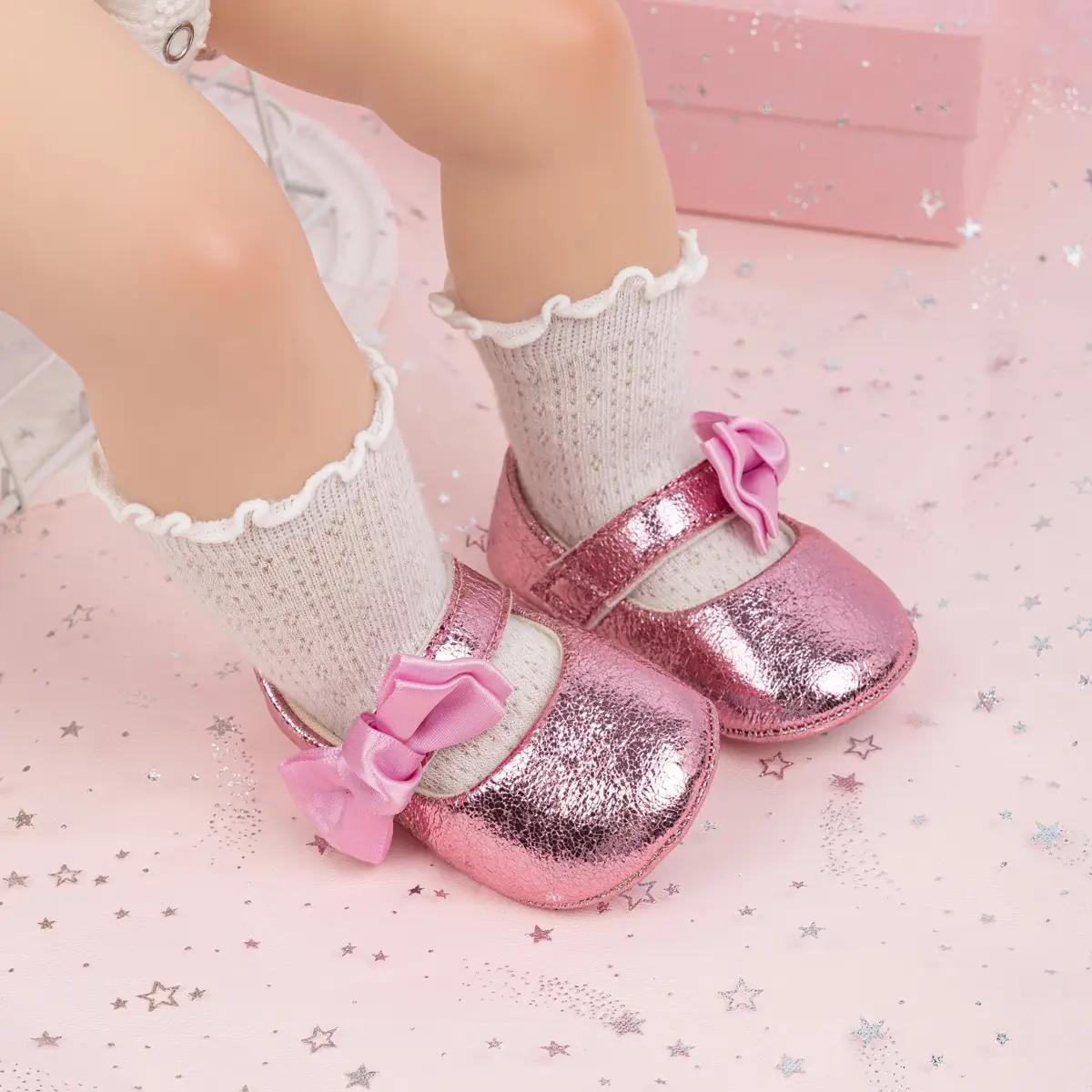 Gold Sparkly Bow Baby Shoes for Toddlers — feature 21