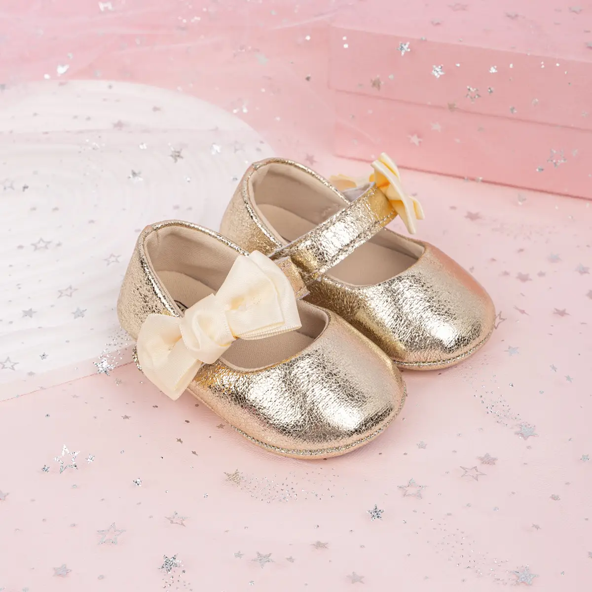 Gold Sparkly Bow Baby Shoes for Toddlers — feature 23