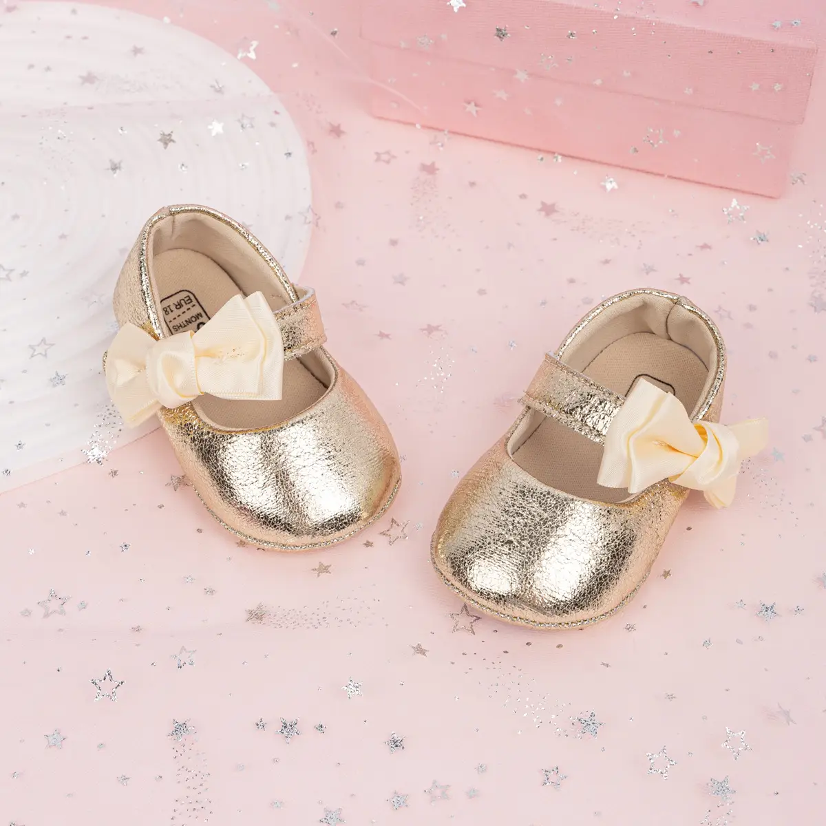 Gold Sparkly Bow Baby Shoes for Toddlers — feature 24