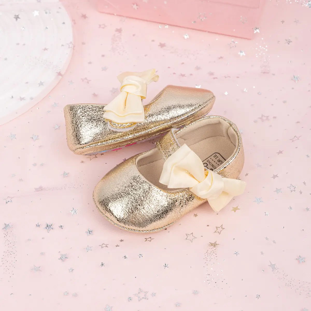 Gold Sparkly Bow Baby Shoes for Toddlers — feature 25