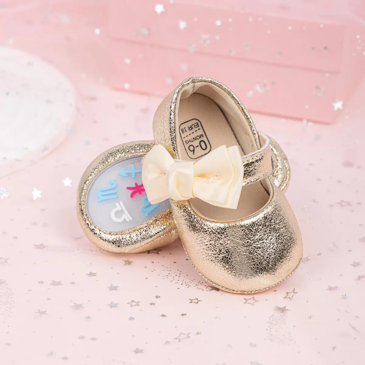 Gold Sparkly Bow Baby Shoes for Toddlers — feature 26