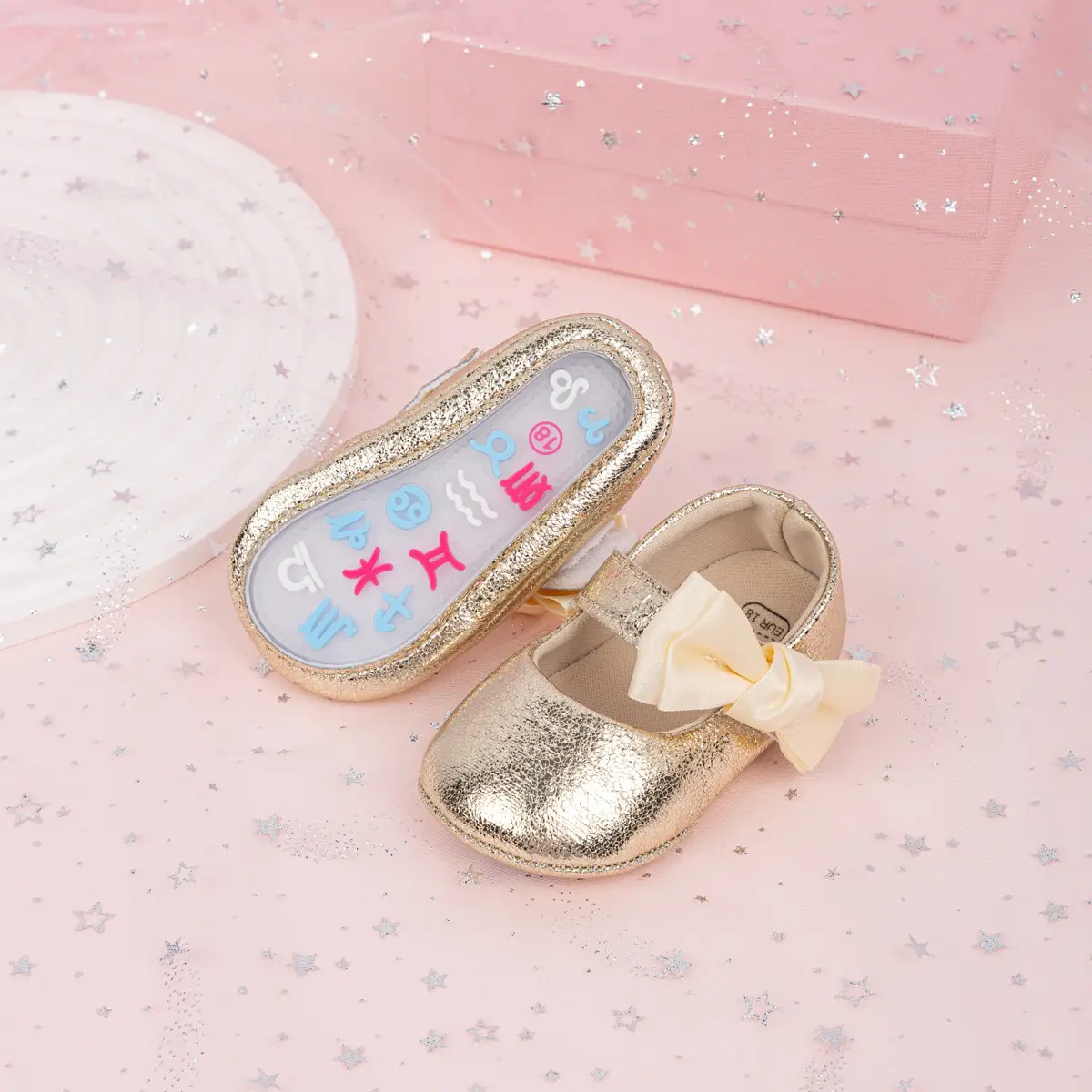 Gold Sparkly Bow Baby Shoes for Toddlers — feature 27