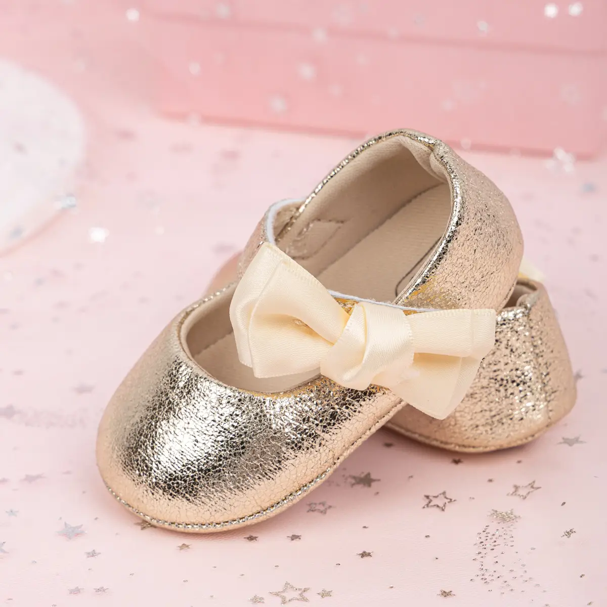 Gold Sparkly Bow Baby Shoes for Toddlers — feature 28