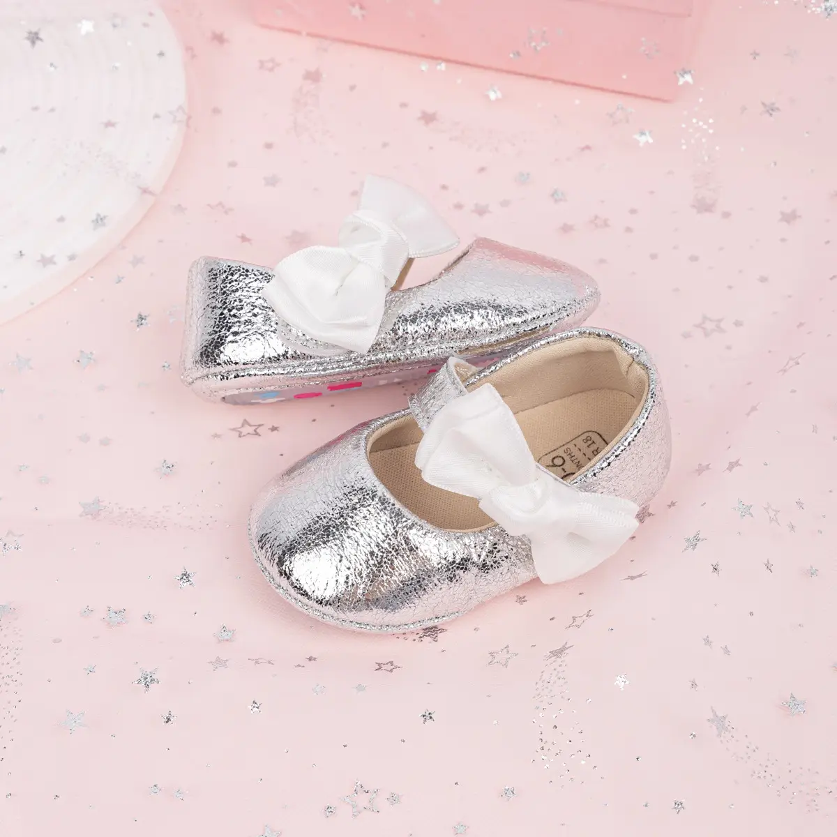 Gold Sparkly Bow Baby Shoes for Toddlers — feature 32