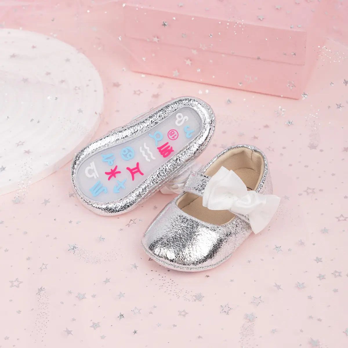 Gold Sparkly Bow Baby Shoes for Toddlers — feature 34