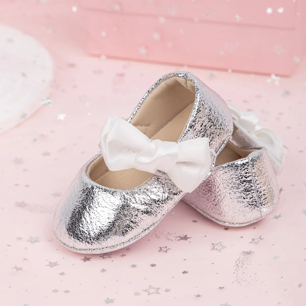 Gold Sparkly Bow Baby Shoes for Toddlers — feature 35
