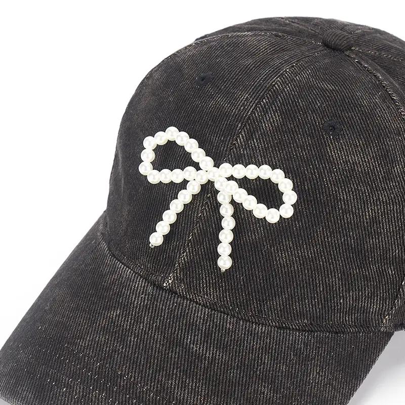 Joker Baseball Cap Men Women Pearl Diamond Denim Sunscreen