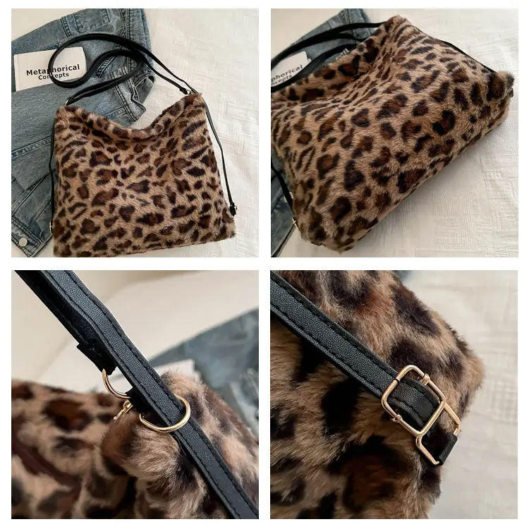 Leopard Print Plush Tote Bag for Women — feature 9