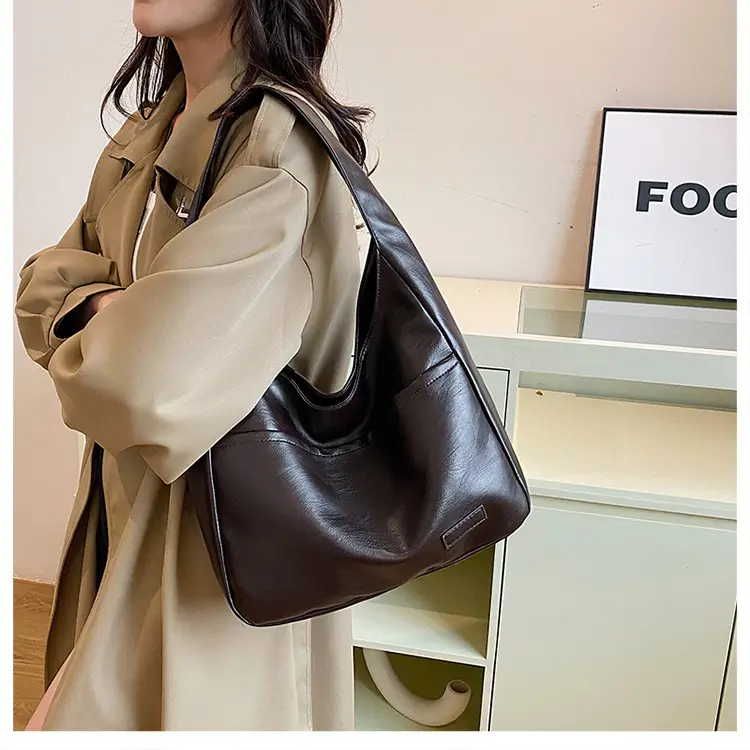 Women's Retro Brown Shoulder Bag Large Capacity 2024 — feature 19
