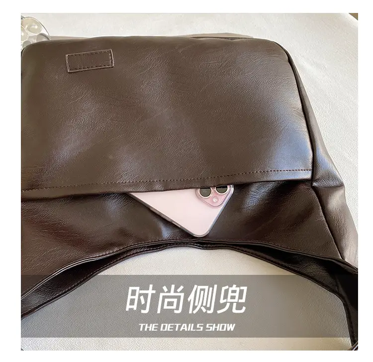 Women's Retro Brown Shoulder Bag Large Capacity 2024 — feature 5