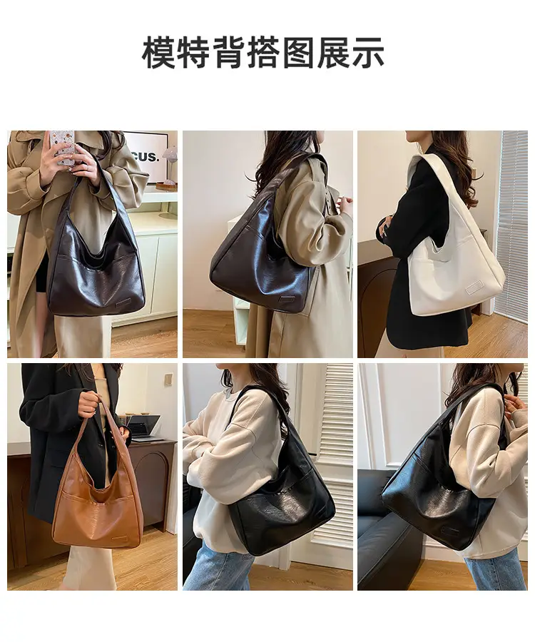 Women's Retro Brown Shoulder Bag Large Capacity 2024 — feature 8