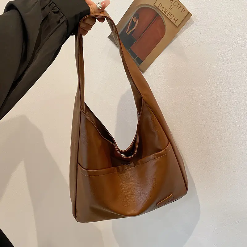 Women's Retro Brown Shoulder Bag Large Capacity 2024 - Image 3
