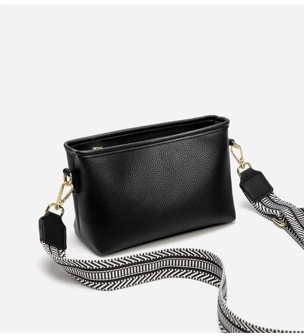 Blue Soft Leather Crossbody Bag with Striped Strap — feature 10
