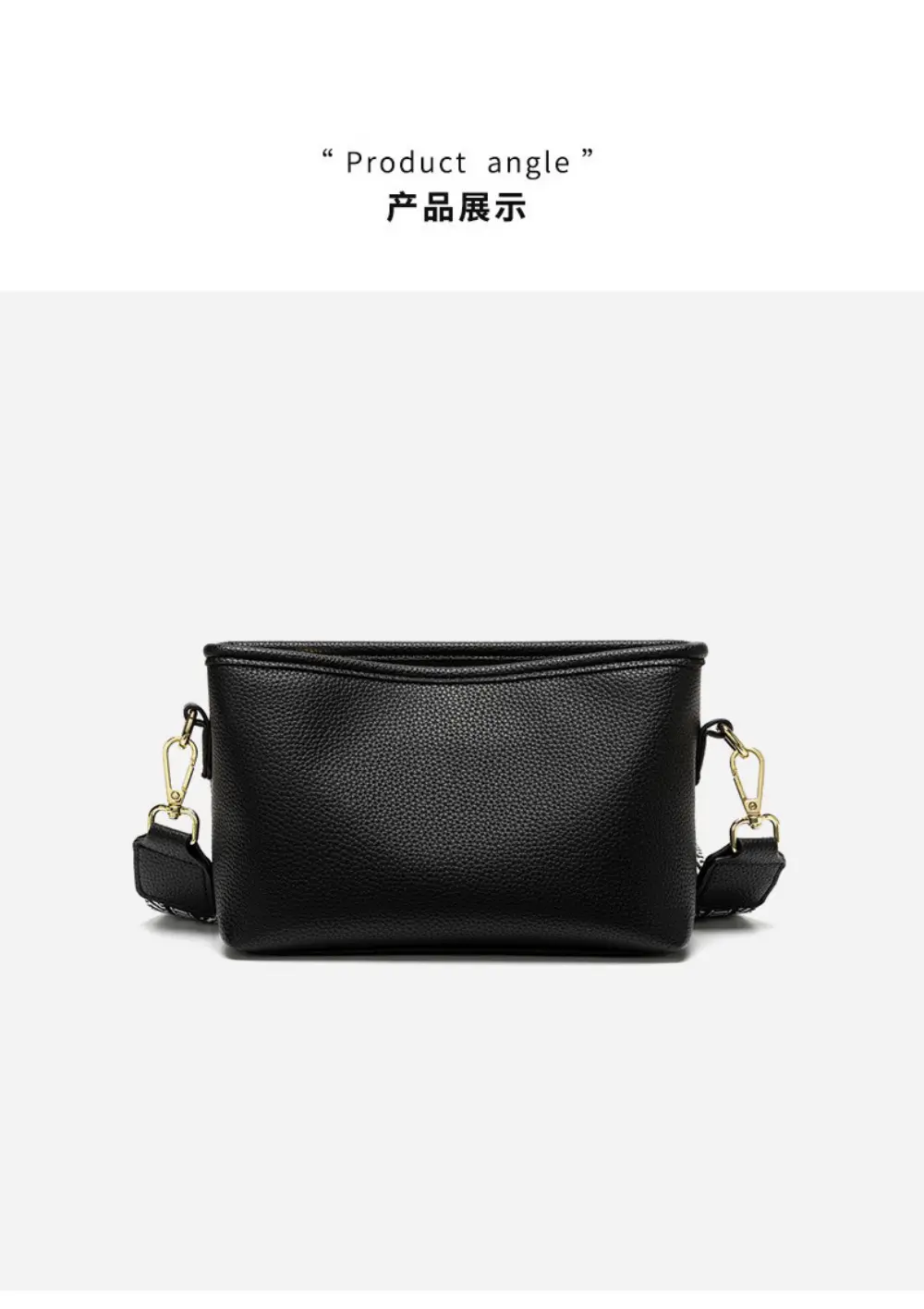 Blue Soft Leather Crossbody Bag with Striped Strap — feature 8