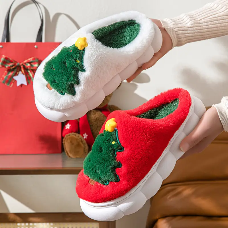 Santa Claus Cotton Slippers 2026 Winter Home Slippers for Men and Women Indoor Thick-Soled Non-Slip Warm Furry Shoes — feature 10