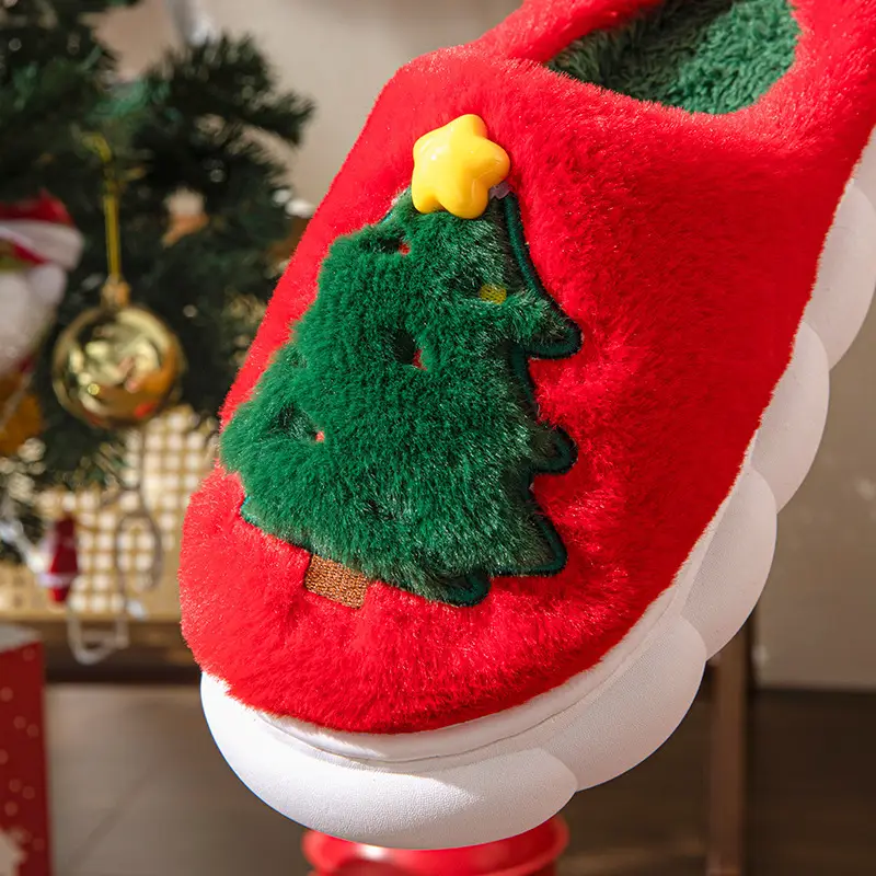 Santa Claus Cotton Slippers 2026 Winter Home Slippers for Men and Women Indoor Thick-Soled Non-Slip Warm Furry Shoes — feature 13