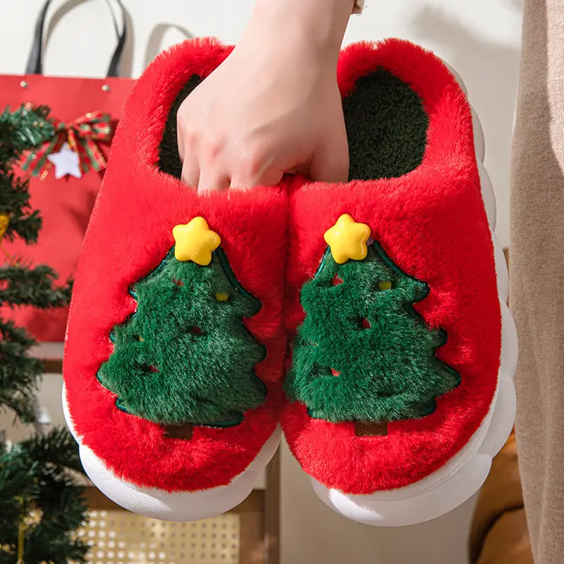 Santa Claus Cotton Slippers 2026 Winter Home Slippers for Men and Women Indoor Thick-Soled Non-Slip Warm Furry Shoes — feature 14