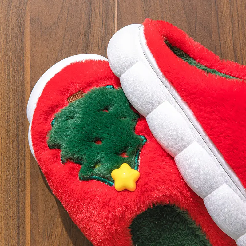 Santa Claus Cotton Slippers 2026 Winter Home Slippers for Men and Women Indoor Thick-Soled Non-Slip Warm Furry Shoes — feature 15