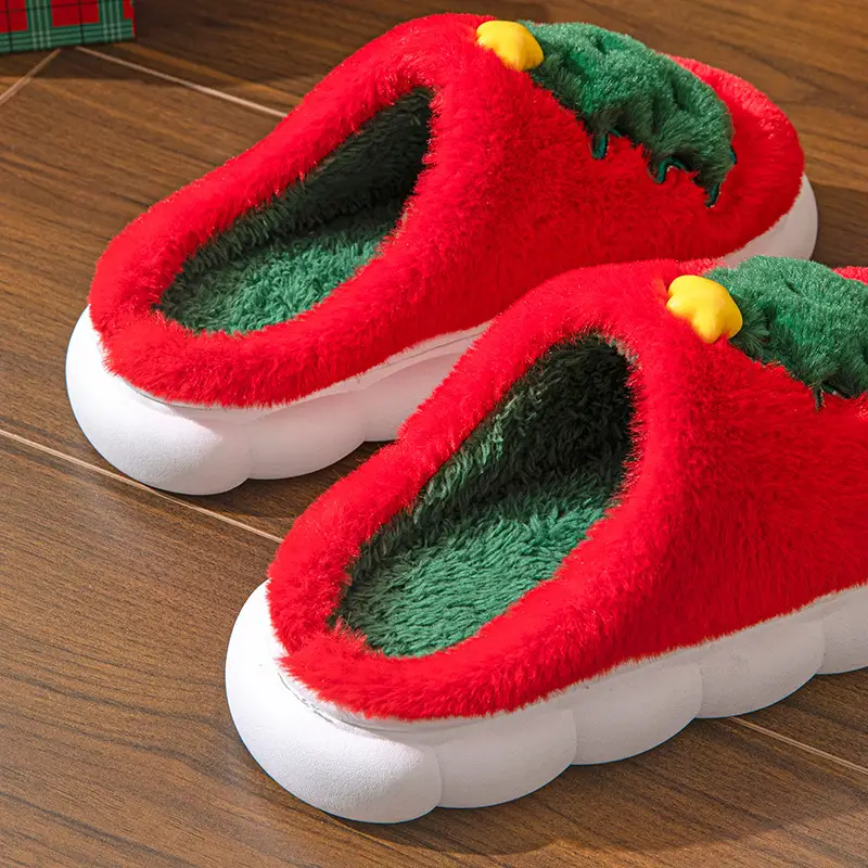 Santa Claus Cotton Slippers 2026 Winter Home Slippers for Men and Women Indoor Thick-Soled Non-Slip Warm Furry Shoes — feature 16