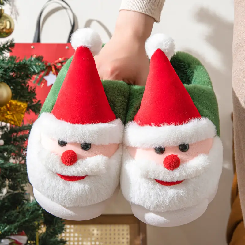 Santa Claus Cotton Slippers 2026 Winter Home Slippers for Men and Women Indoor Thick-Soled Non-Slip Warm Furry Shoes — feature 6