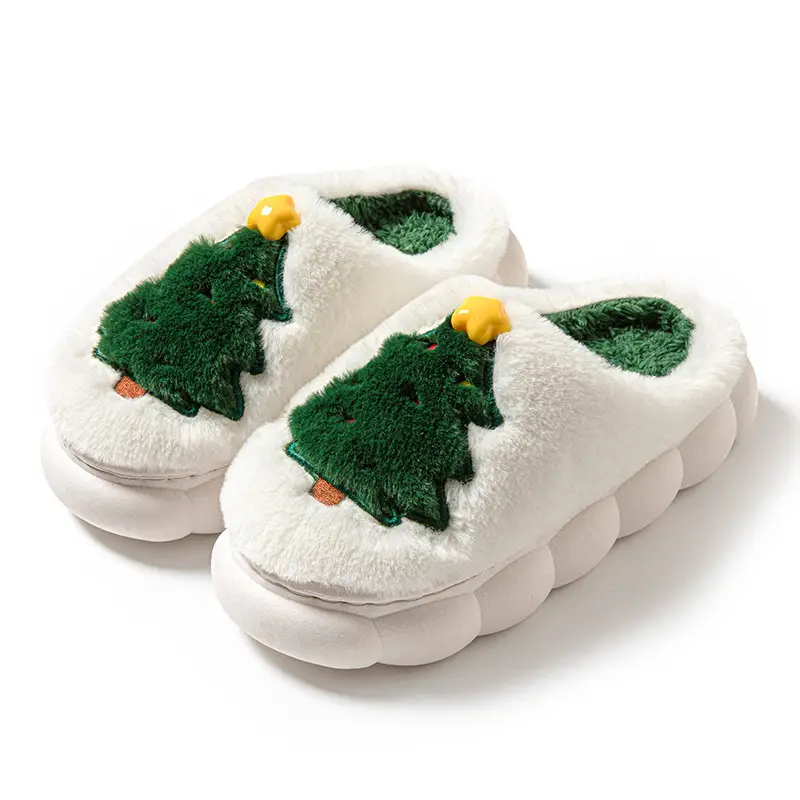 Santa Claus Cotton Slippers 2026 Winter Home Slippers for Men and Women Indoor Thick-Soled Non-Slip Warm Furry Shoes