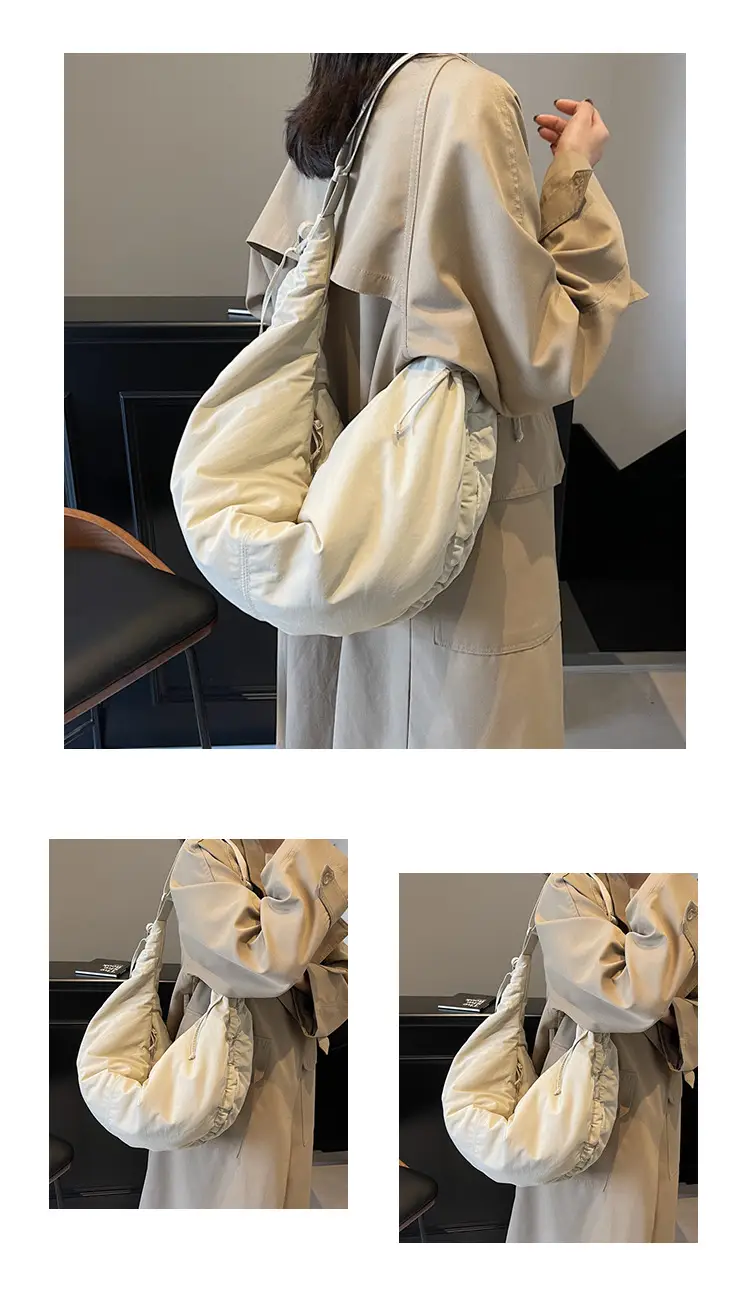 Women Crescent Shoulder Bag Pink Nylon — feature 14