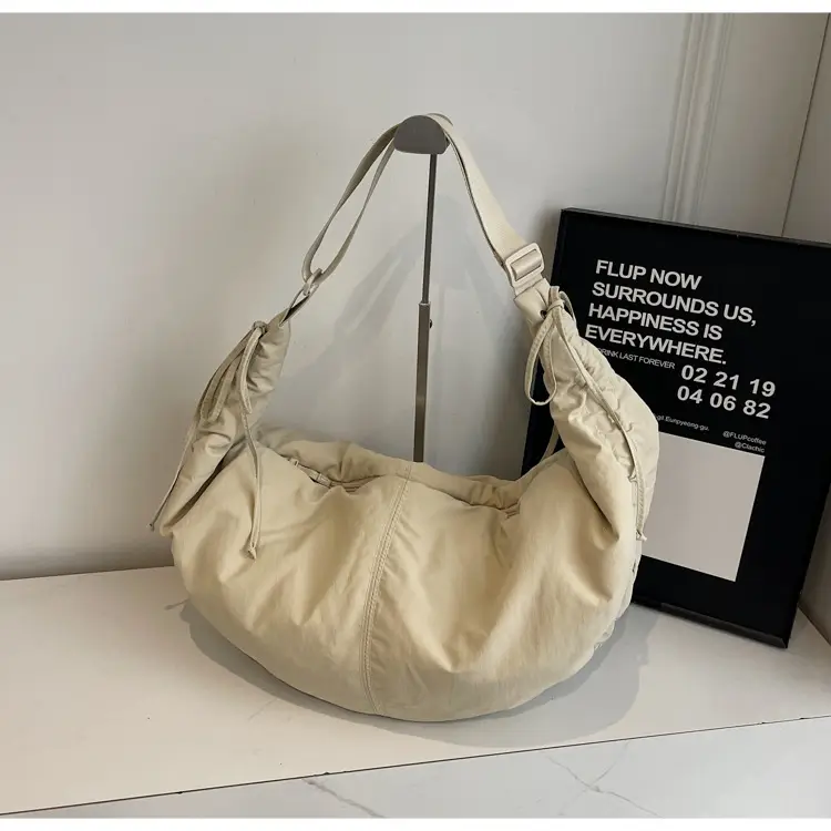 Women Crescent Shoulder Bag Pink Nylon — feature 26