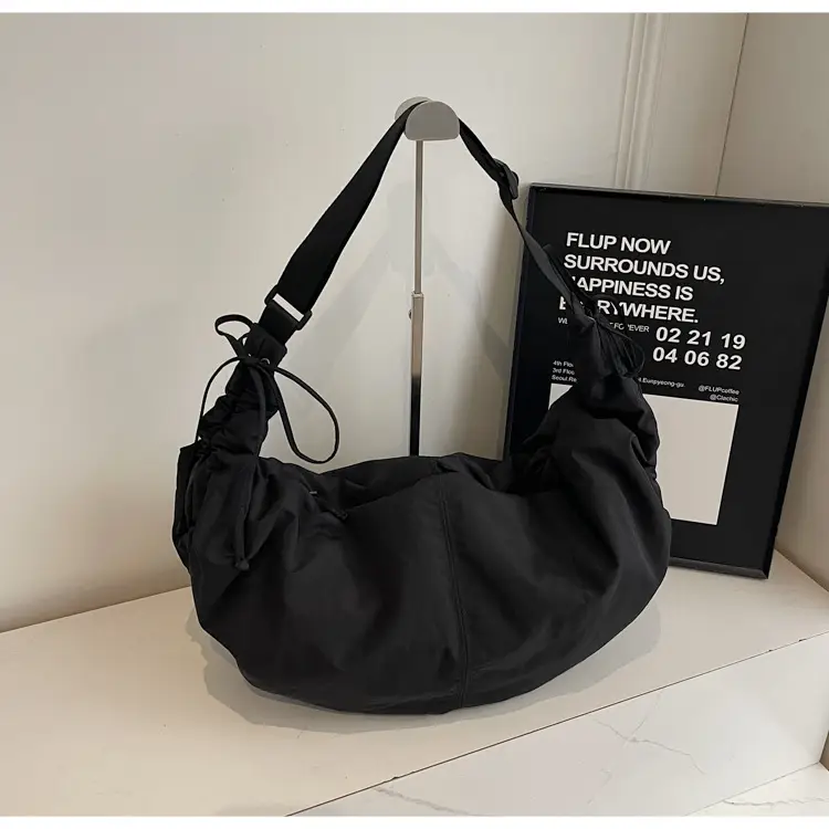 Women Crescent Shoulder Bag Pink Nylon — feature 27