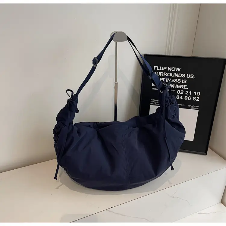 Women Crescent Shoulder Bag Pink Nylon — feature 28